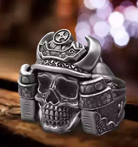 Samurai skull ring 3d model for 3d printing 3D print model
