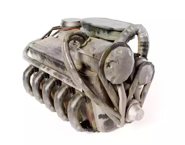 vintage carD v12 engine vehicle part da1 Low-poly 3D model