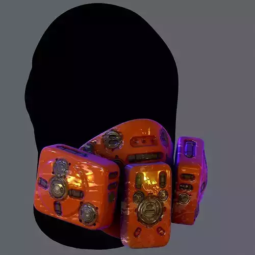 Gas mask helmet scifi Low-poly character art game space