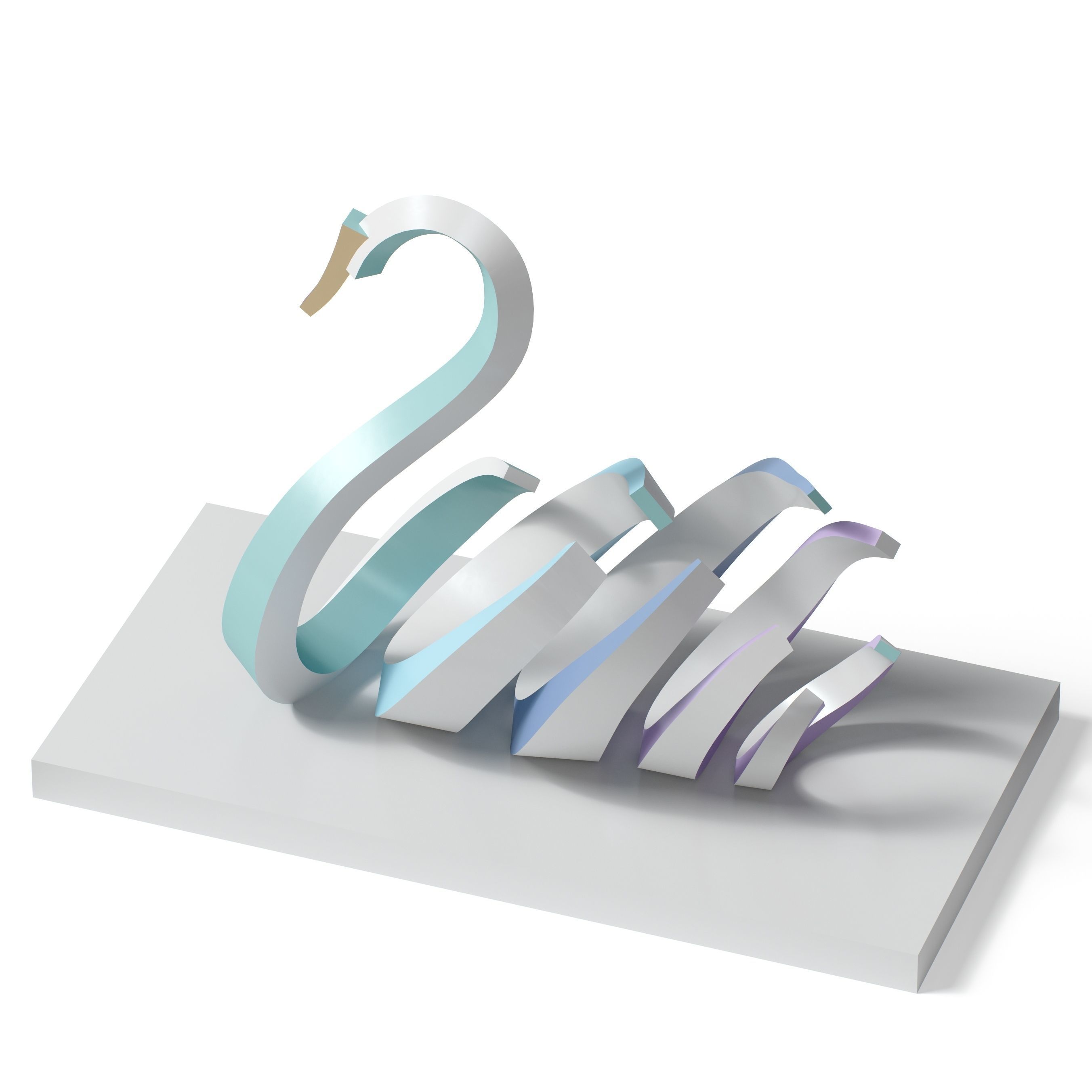 Swan Statue 3D model_4