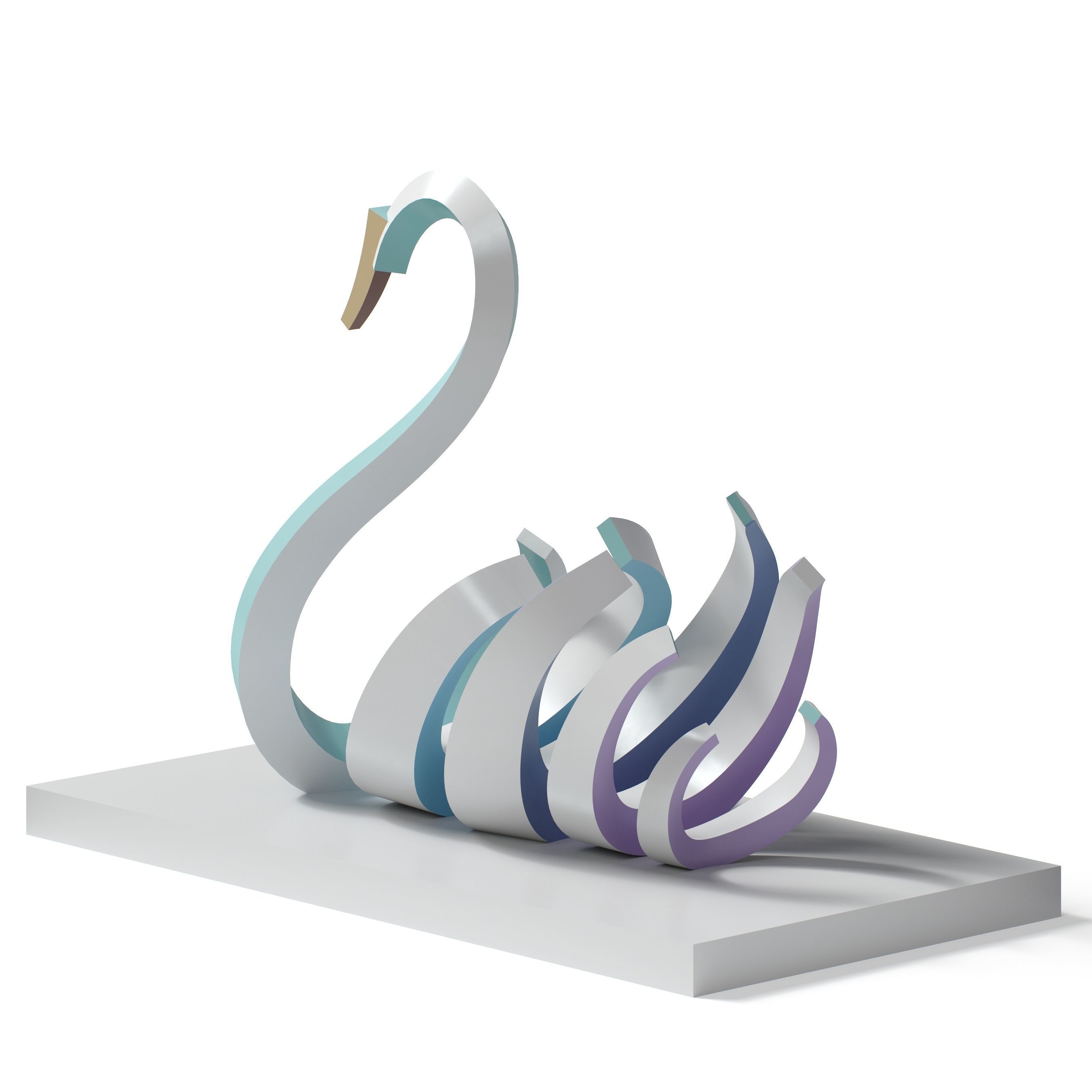 Swan Statue 3D model_8