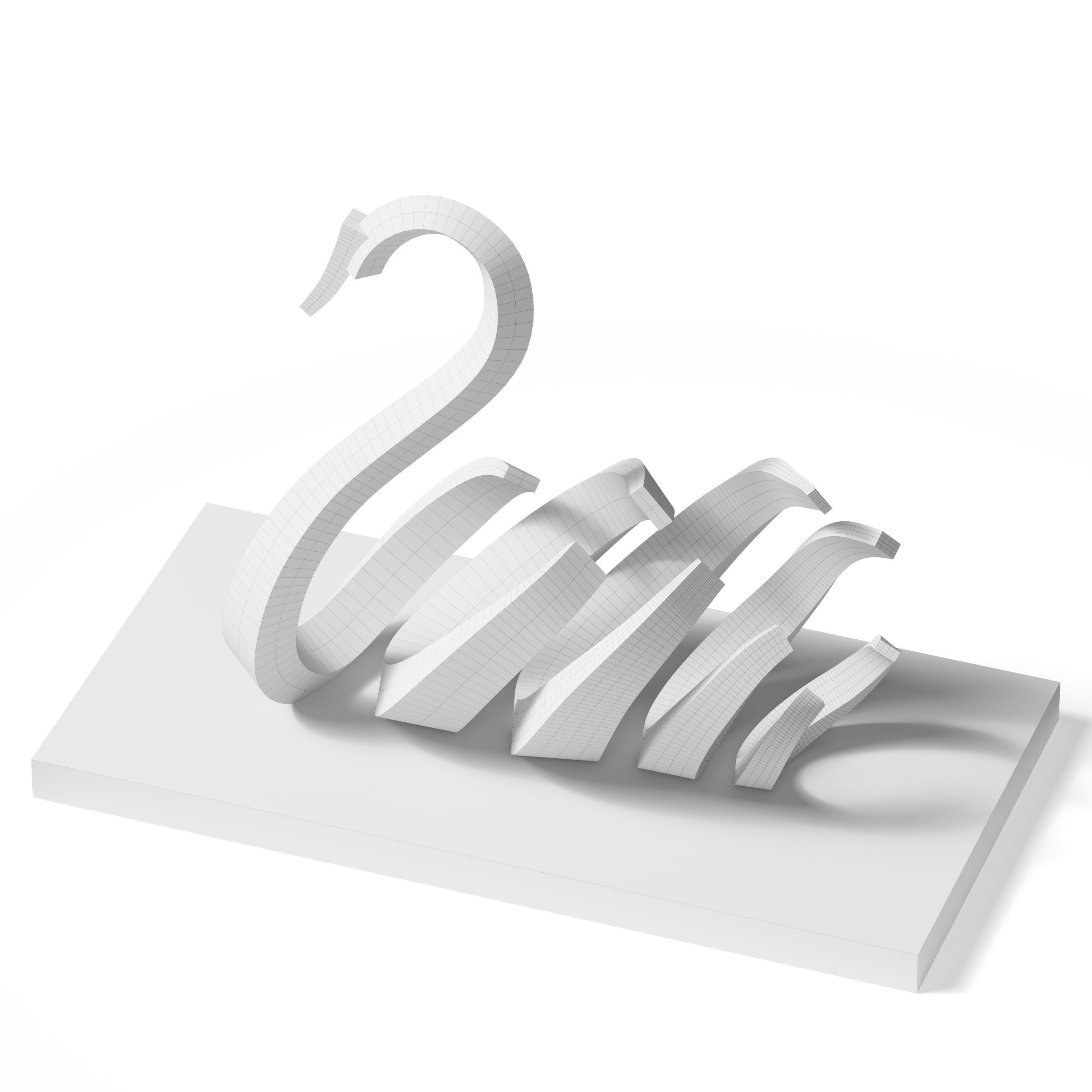 Swan Statue 3D model_5
