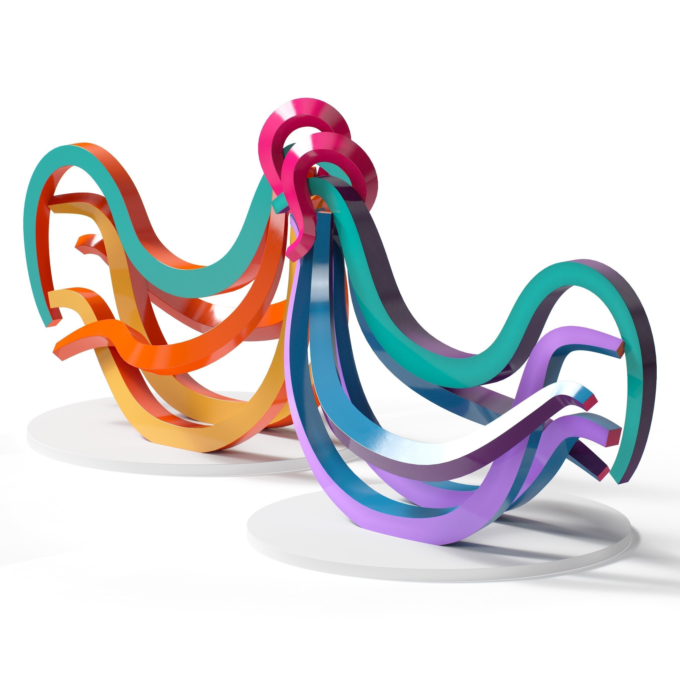 Two Roosters Statue 3D model_4