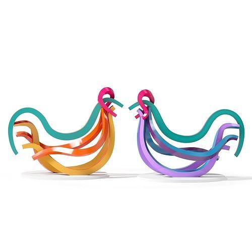 Two Roosters Statue 3D model