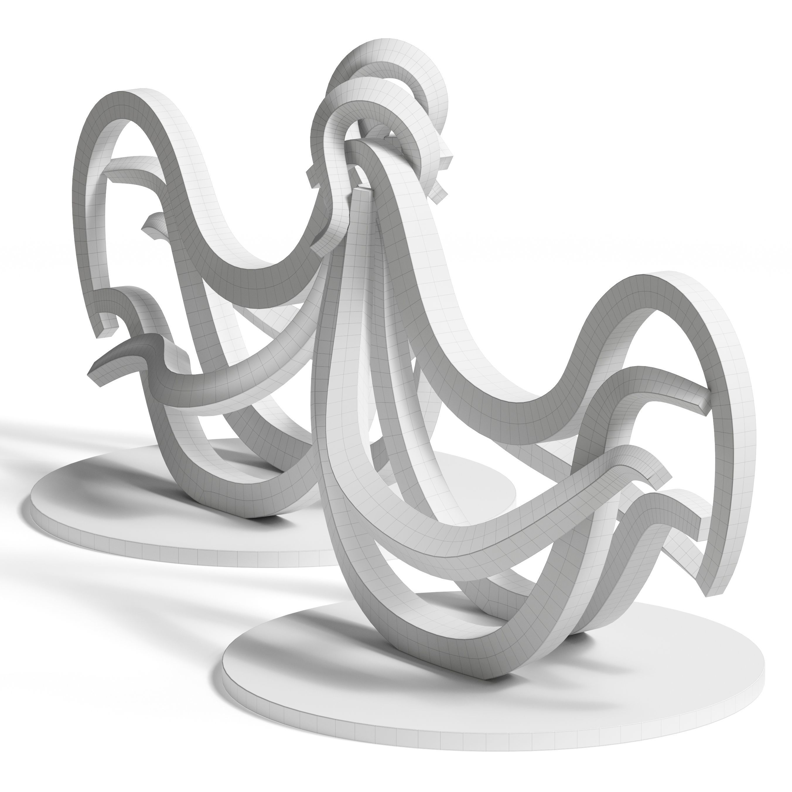 Two Roosters Statue 3D model_7