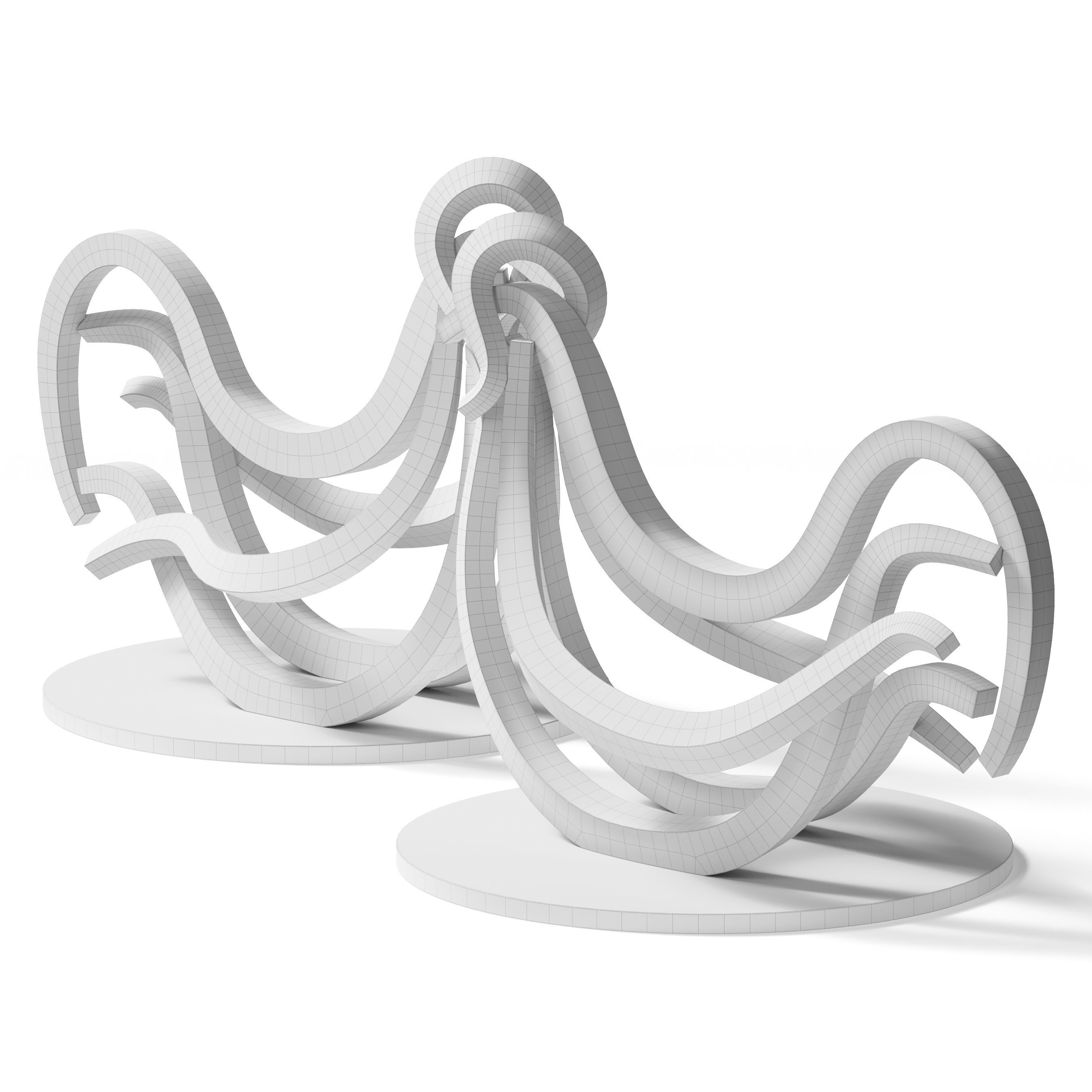 Two Roosters Statue 3D model_5