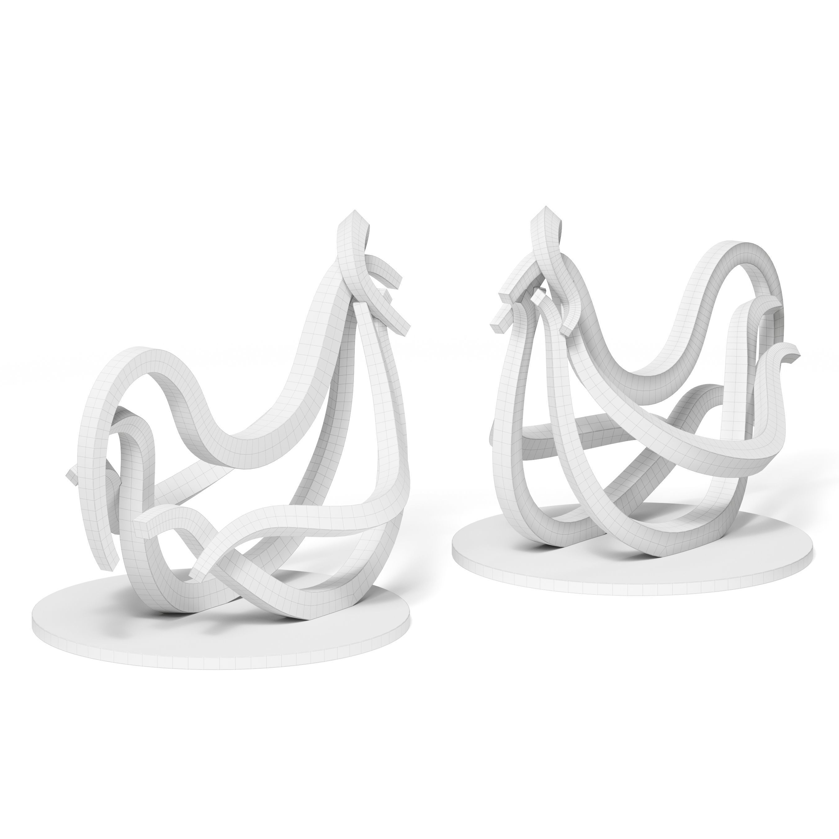 Two Roosters Statue 3D model_3