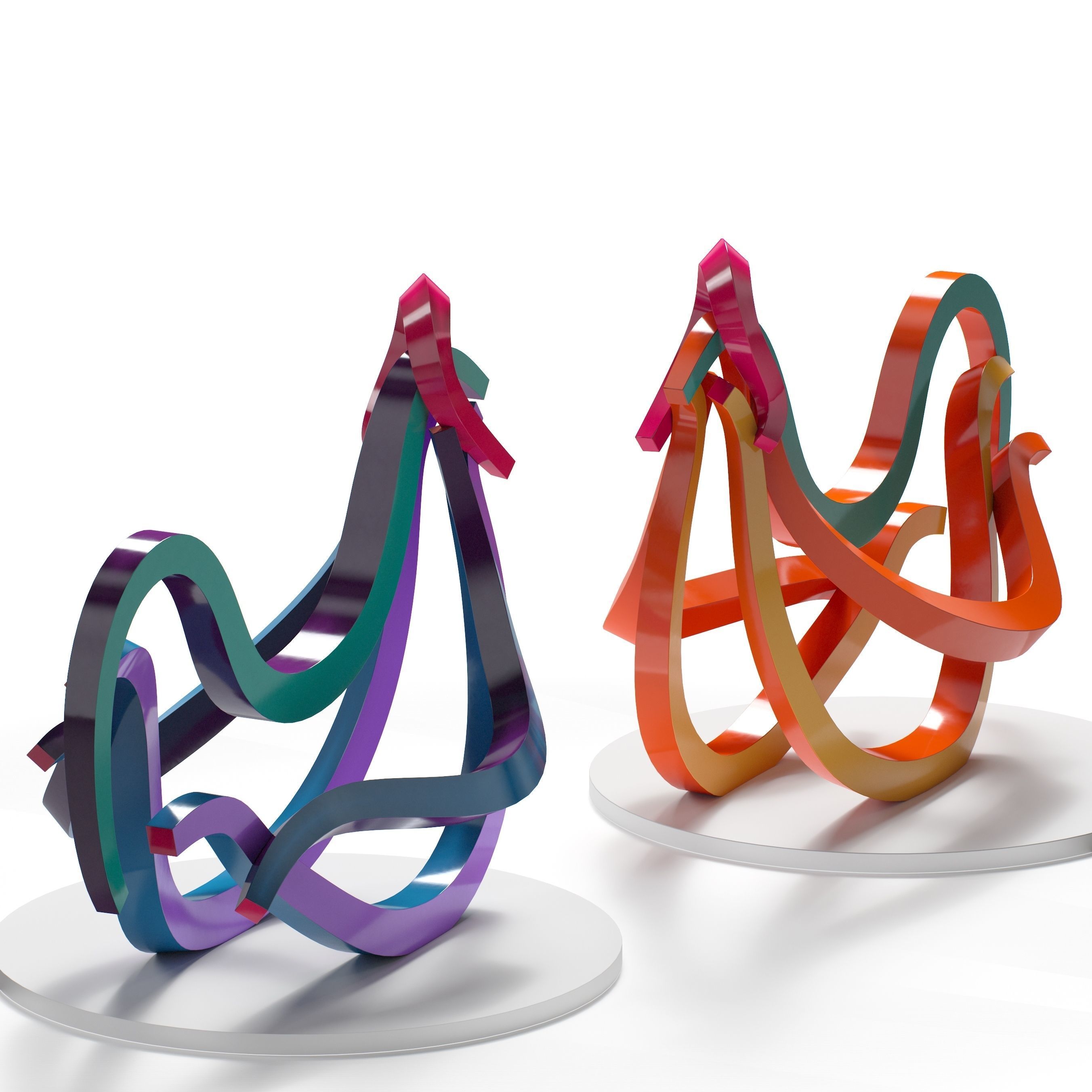 Two Roosters Statue 3D model_8