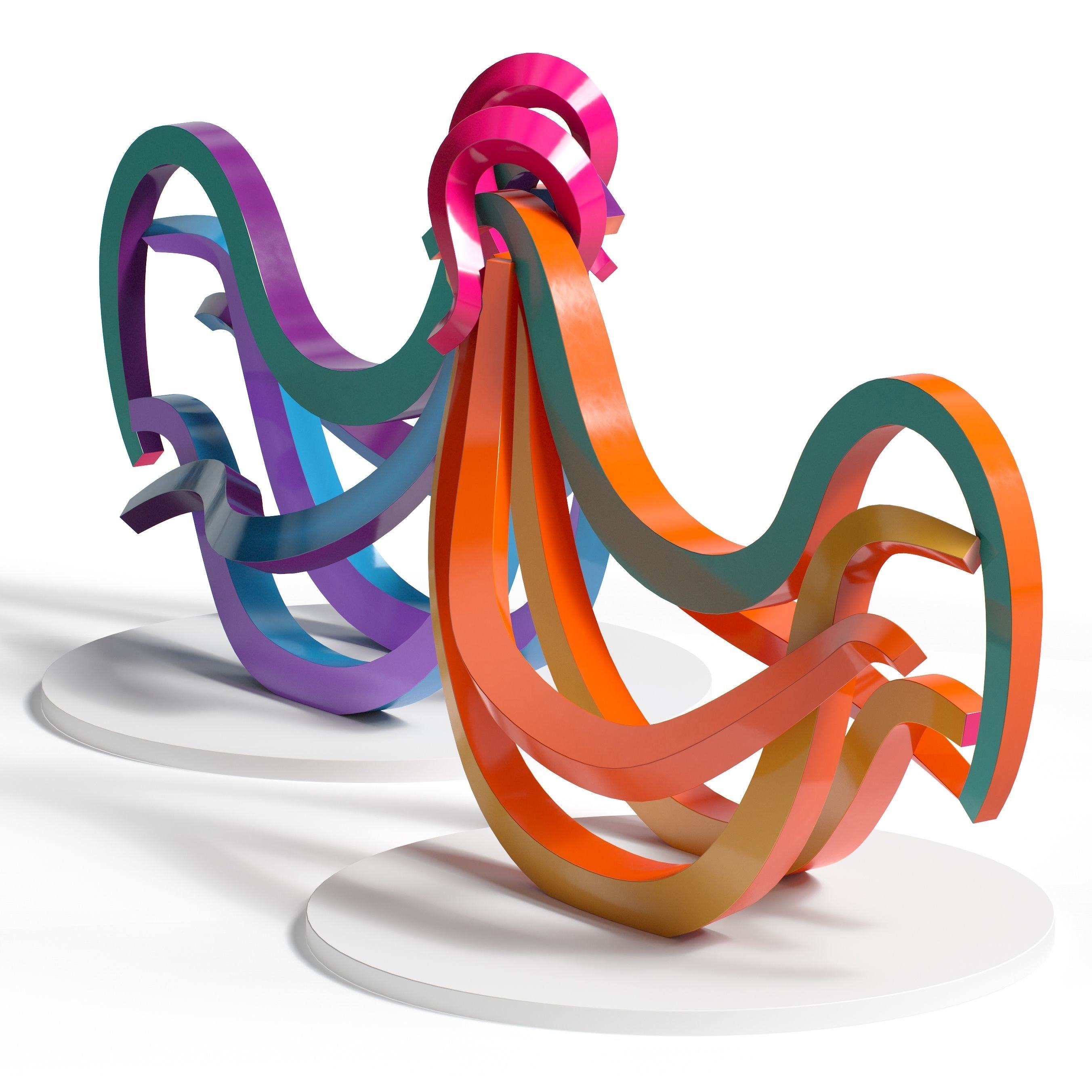 Two Roosters Statue 3D model_6