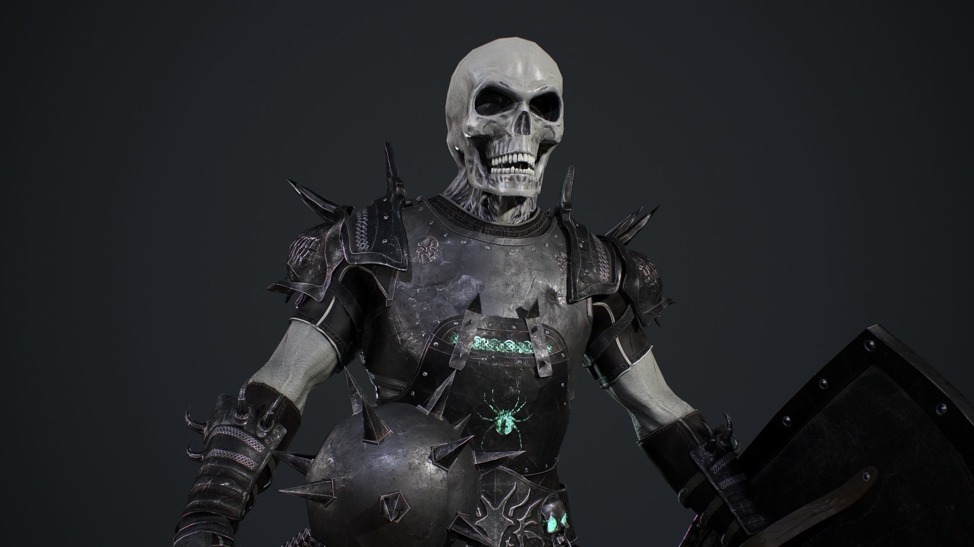 Skeleton 1 wearing armor and holding sword Low-poly 3D model_15