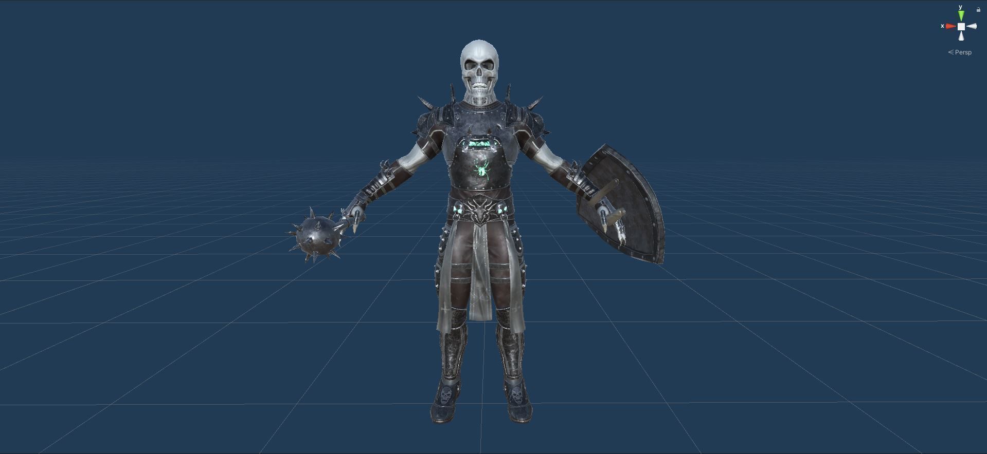 Skeleton 1 wearing armor and holding sword Low-poly 3D model_21