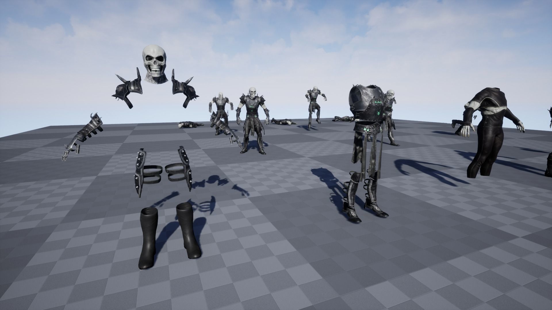 Skeleton 1 wearing armor and holding sword Low-poly 3D model_19