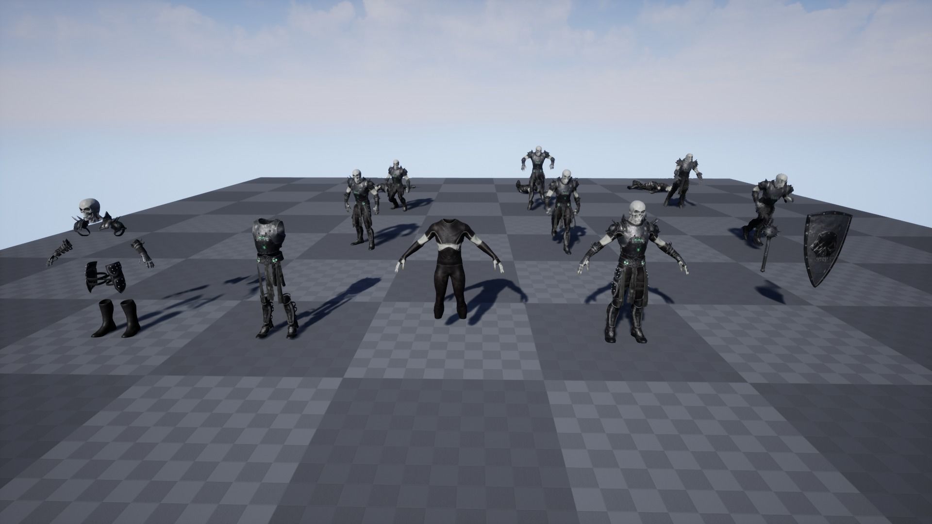 Skeleton 1 wearing armor and holding sword Low-poly 3D model_18