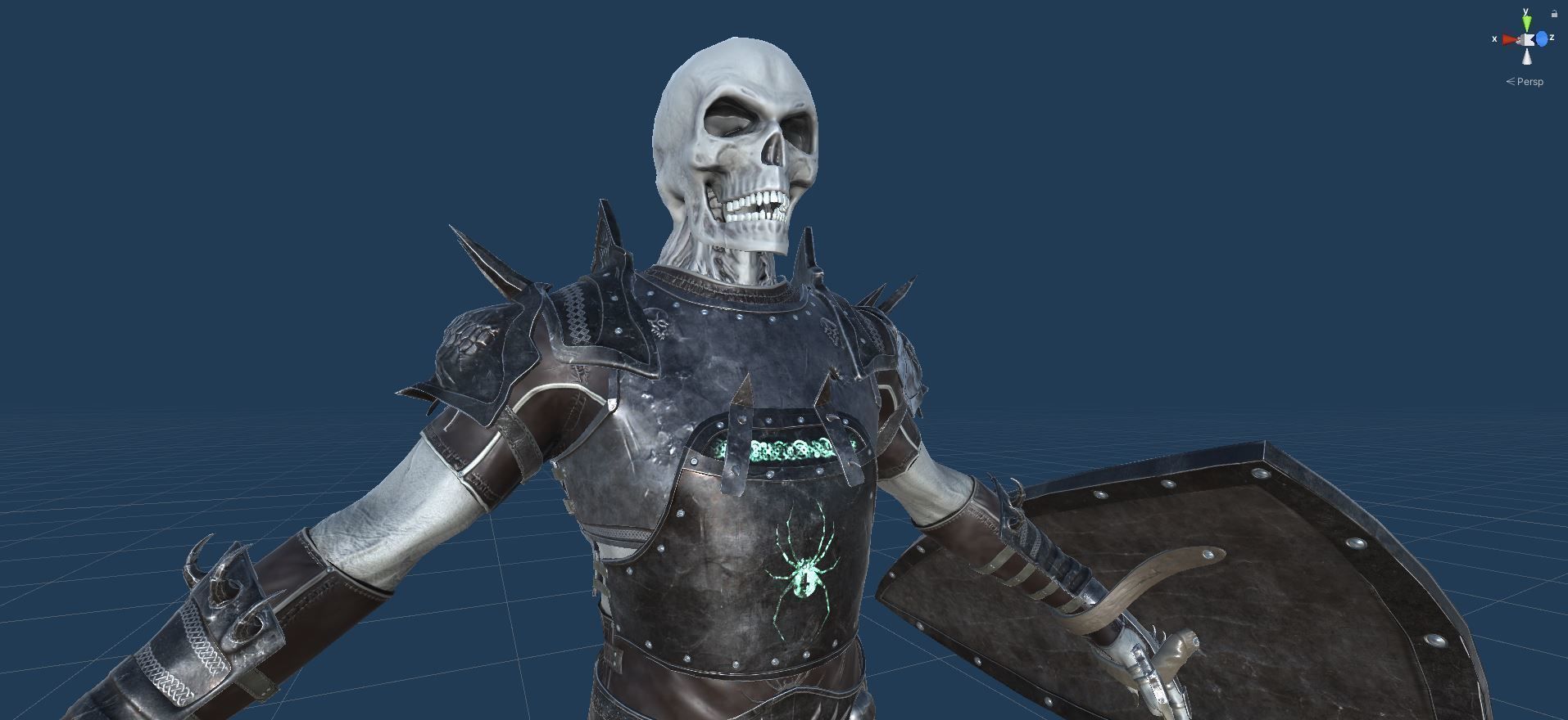 Skeleton 1 wearing armor and holding sword Low-poly 3D model_22