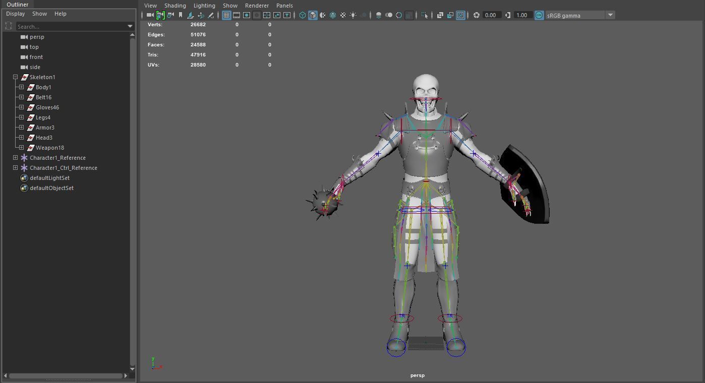 Skeleton 1 wearing armor and holding sword Low-poly 3D model_23