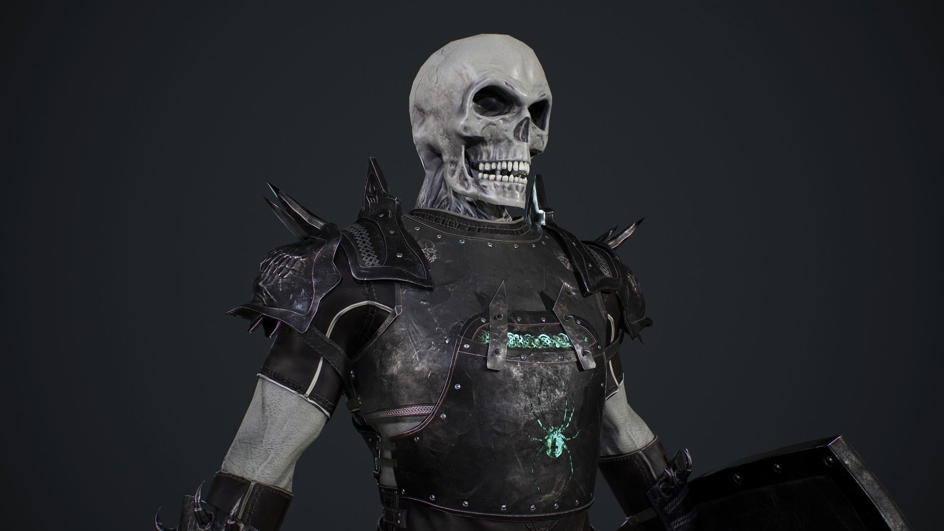 Skeleton 1 wearing armor and holding sword Low-poly 3D model_10