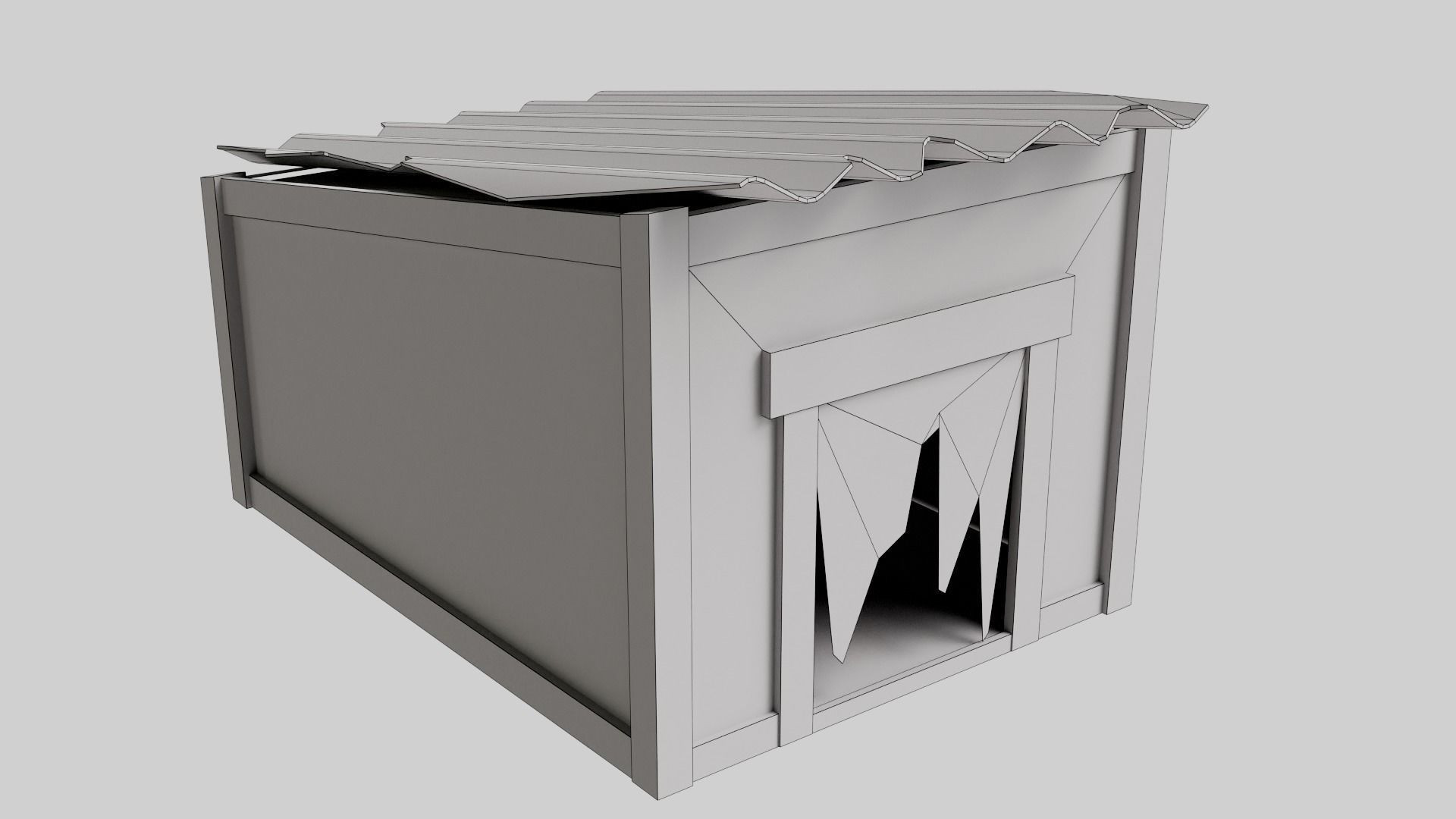 Wooden raw dog house damaged da1 Low-poly 3D model_10