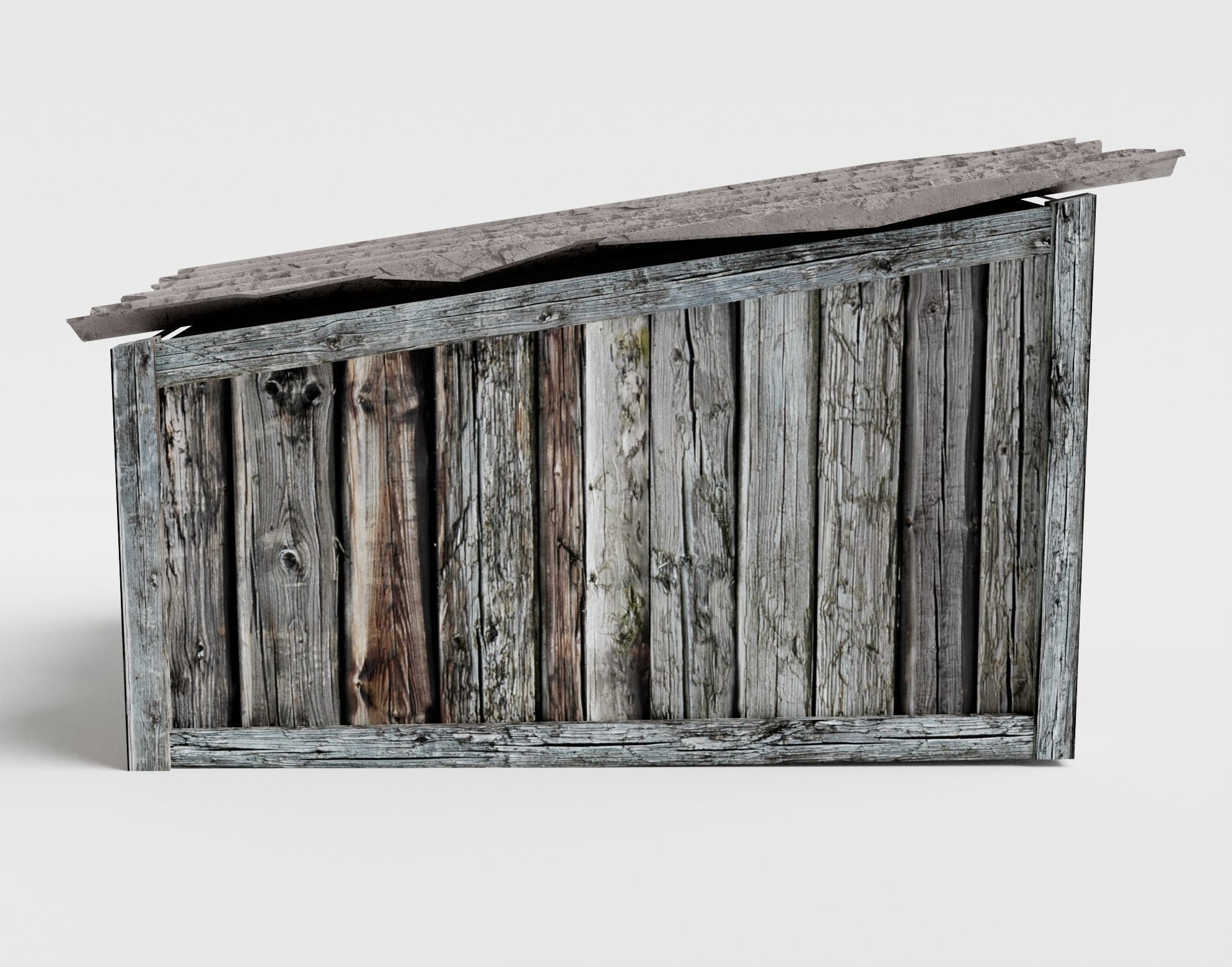 Wooden raw dog house damaged da1 Low-poly 3D model_1