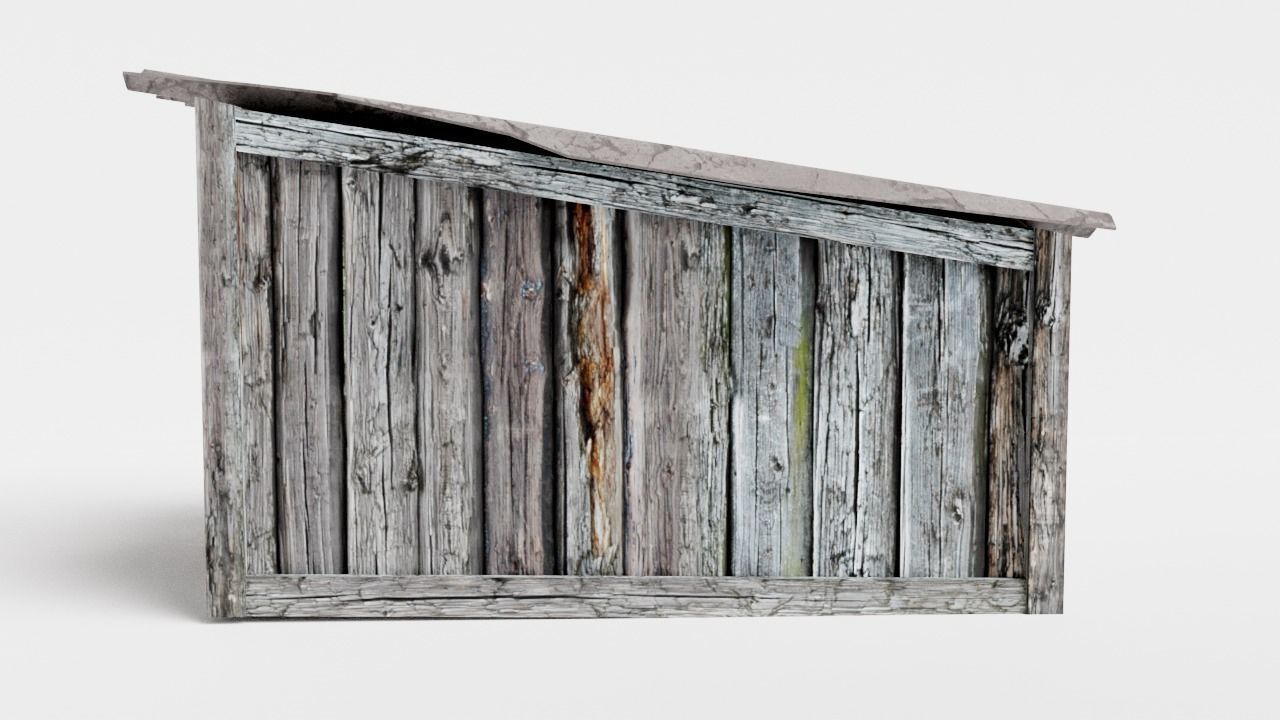 Wooden raw dog house damaged da1 Low-poly 3D model_4
