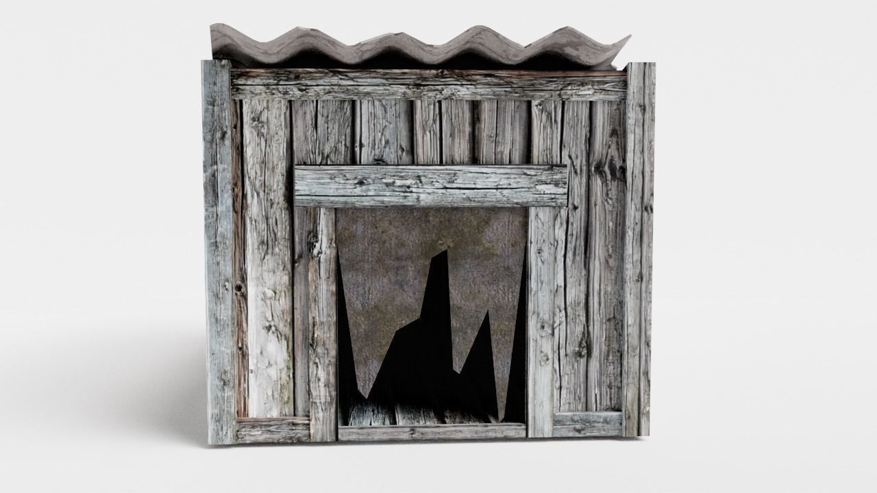 Wooden raw dog house damaged da1 Low-poly 3D model_5