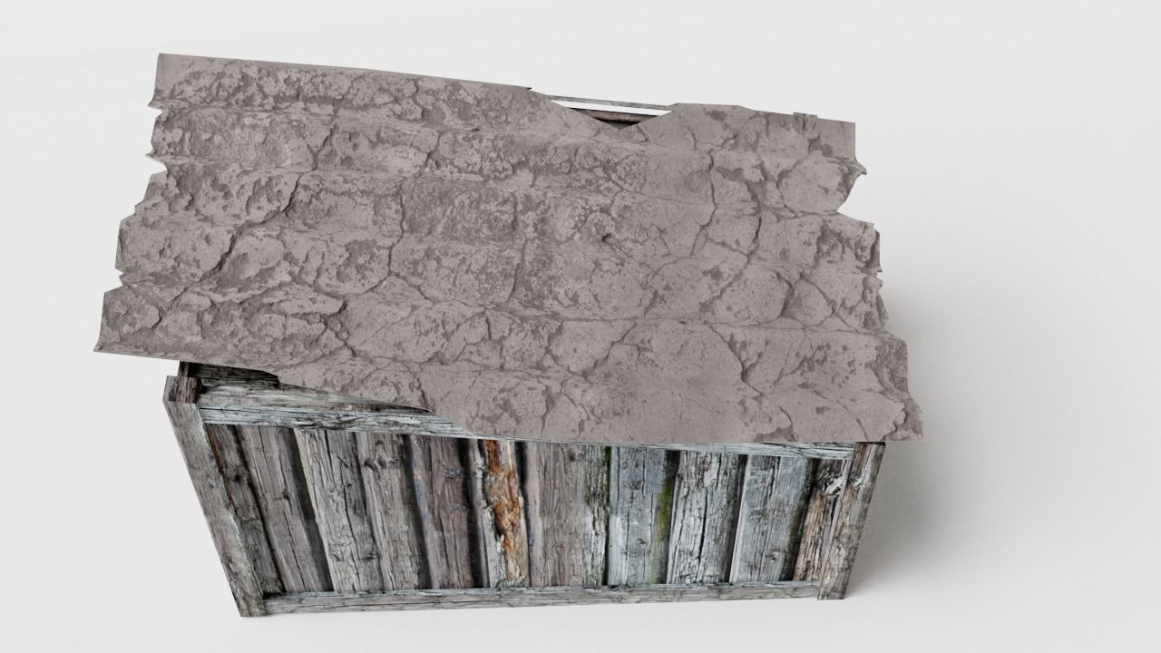 Wooden raw dog house damaged da1 Low-poly 3D model_7