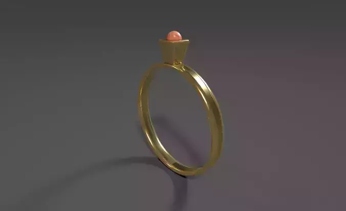 Ring 3D Model gold with stone no