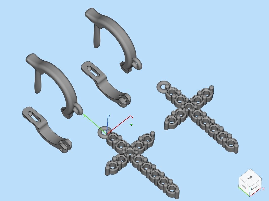 Stylish earrings with a cross 752 3D print model_12