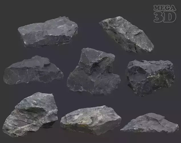 Gray Sharp Rock 220817 Photogrammetry - Ultra HD 16K Textures Low-poly 3D model