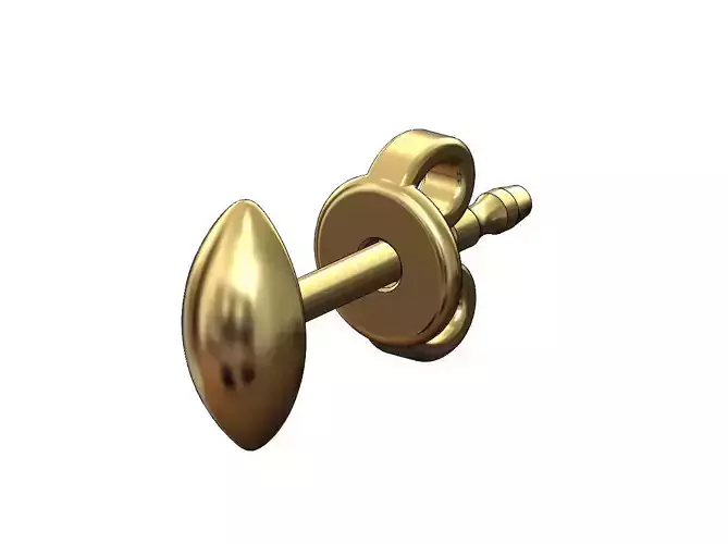 Almond bead shaped stud earring 3D print model