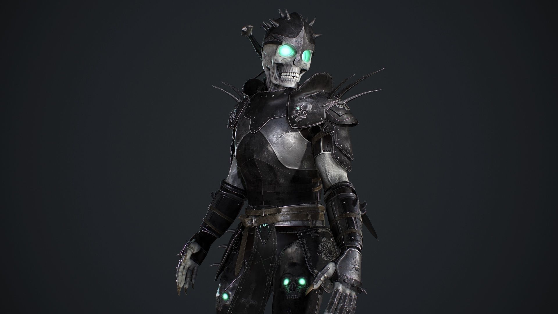 Skeleton 2 knight in armor Low-poly 3D model_12