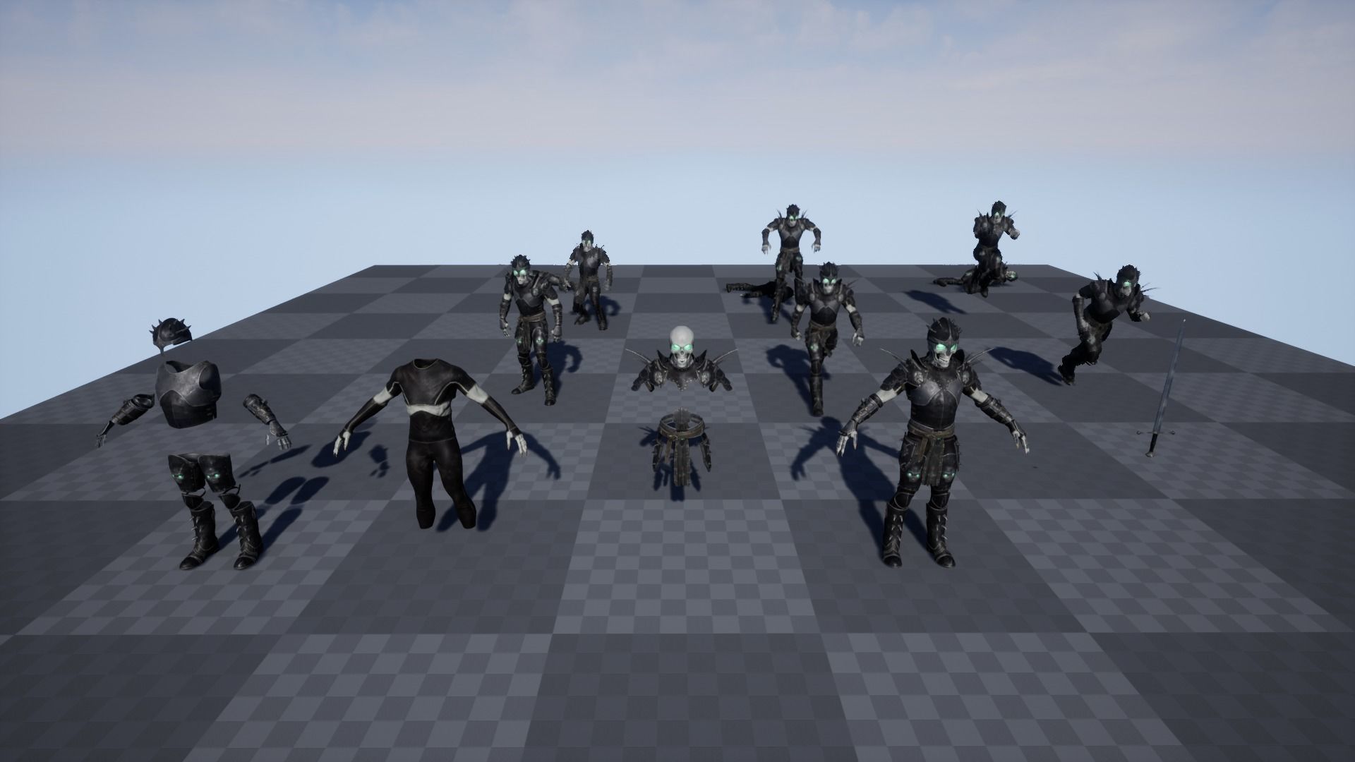 Skeleton 2 knight in armor Low-poly 3D model_22