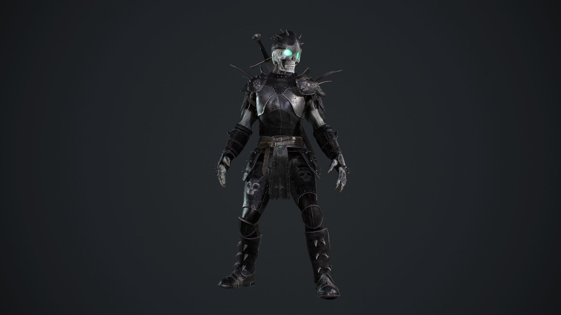 Skeleton 2 knight in armor Low-poly 3D model_18