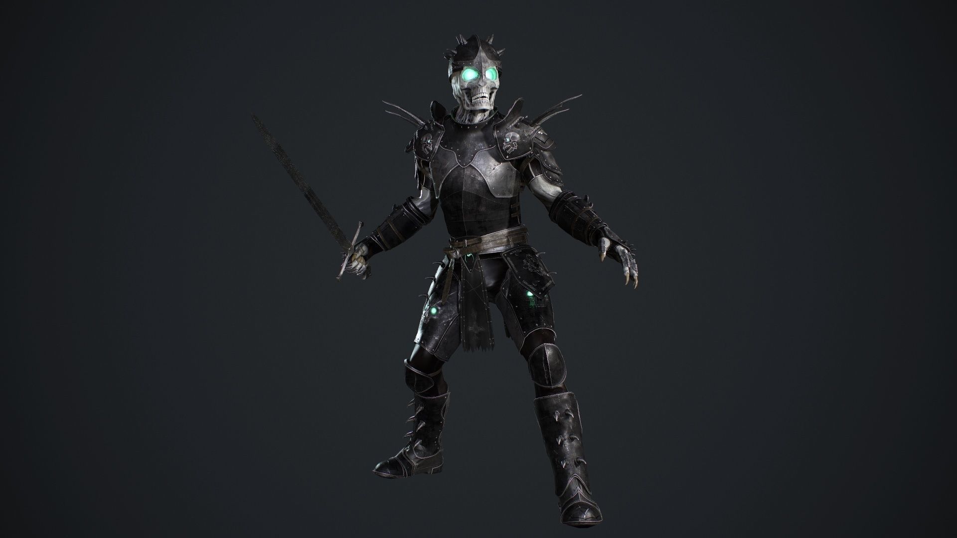 Skeleton 2 knight in armor Low-poly 3D model_11