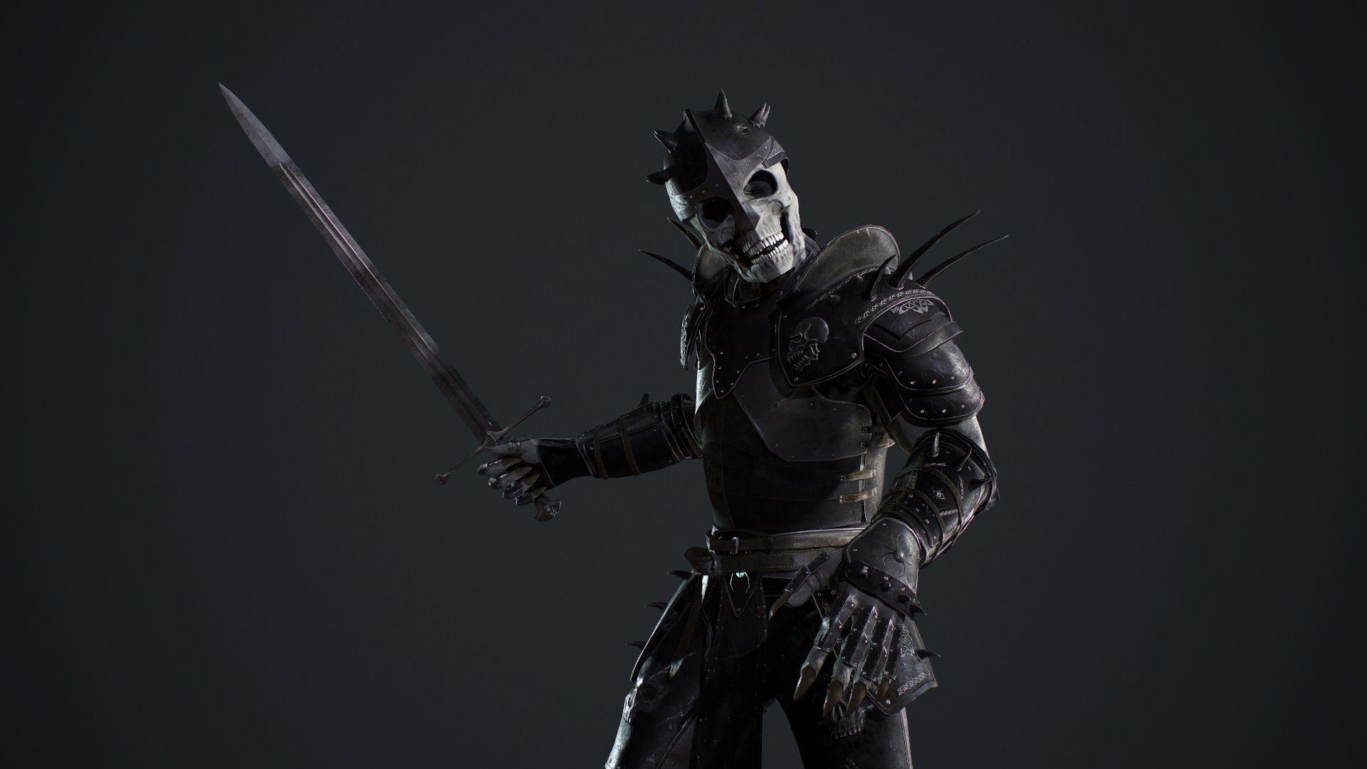 Skeleton 2 knight in armor Low-poly 3D model_17