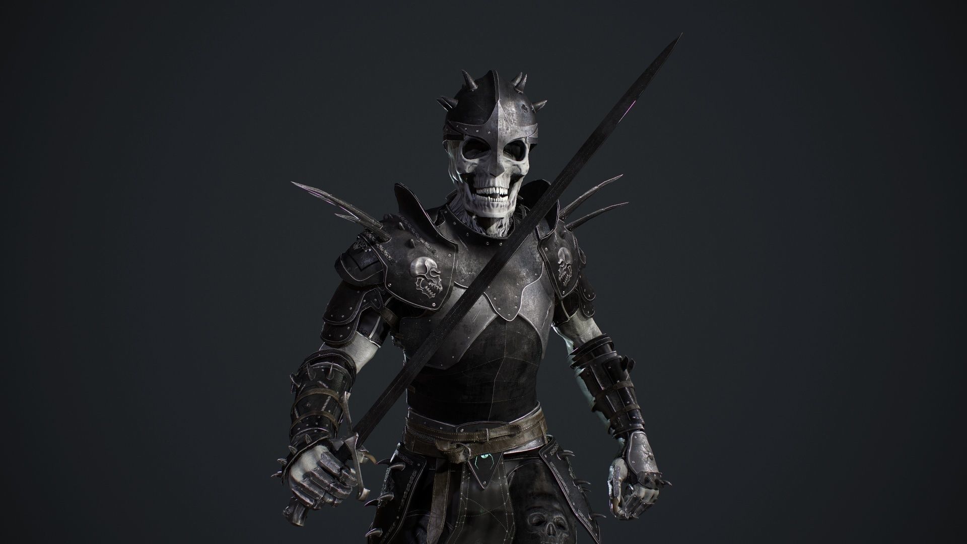 Skeleton 2 knight in armor Low-poly 3D model_19