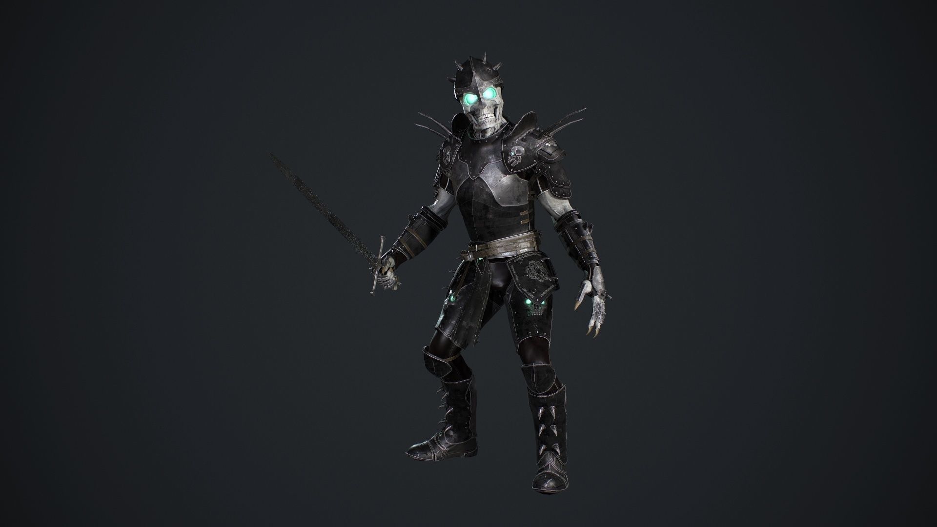 Skeleton 2 knight in armor Low-poly 3D model_13