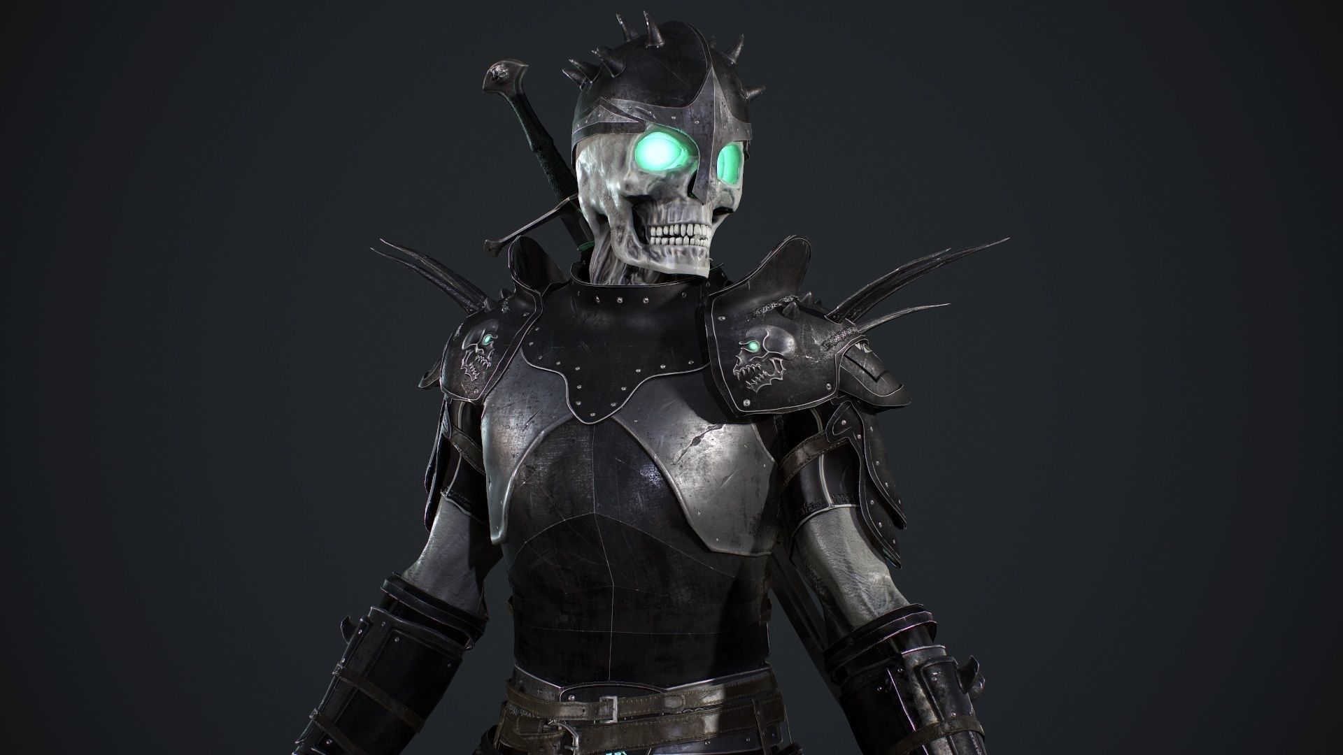 Skeleton 2 knight in armor Low-poly 3D model_4