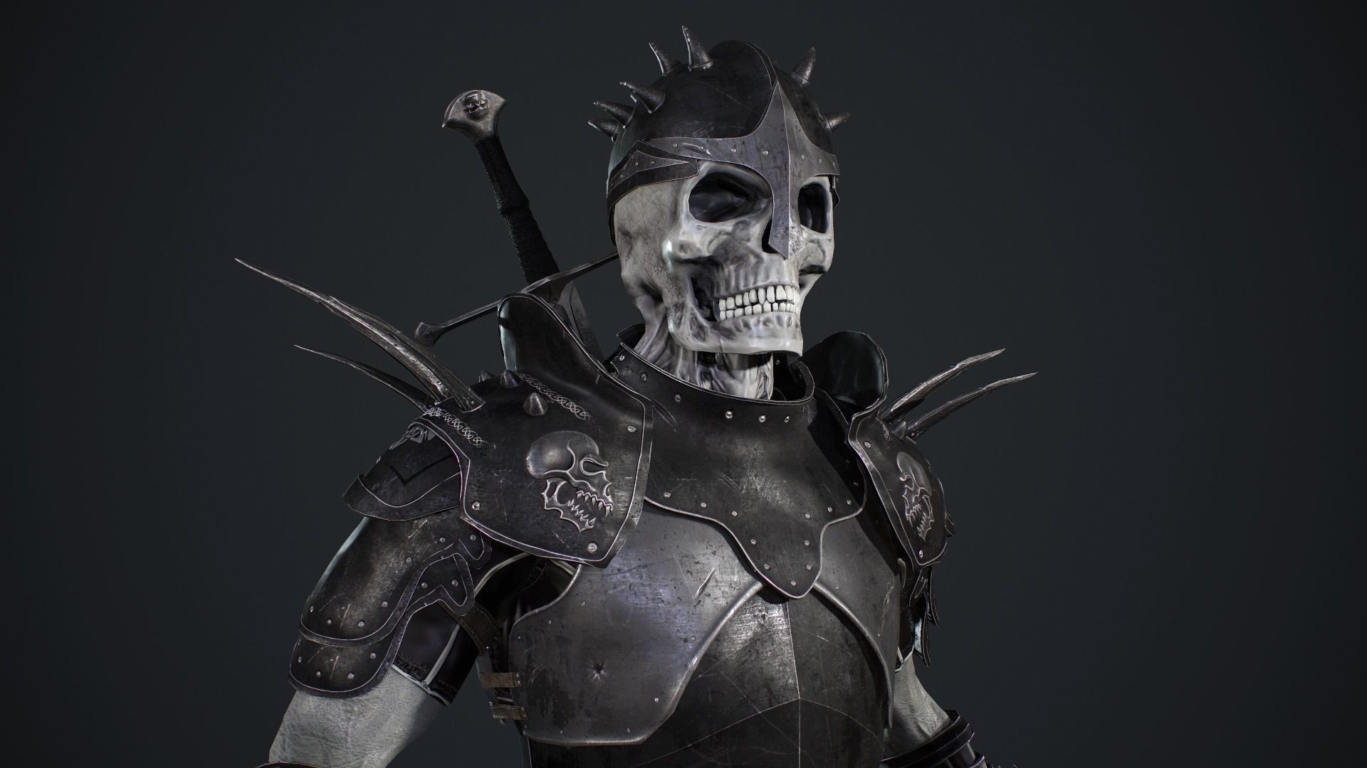 Skeleton 2 knight in armor Low-poly 3D model_7