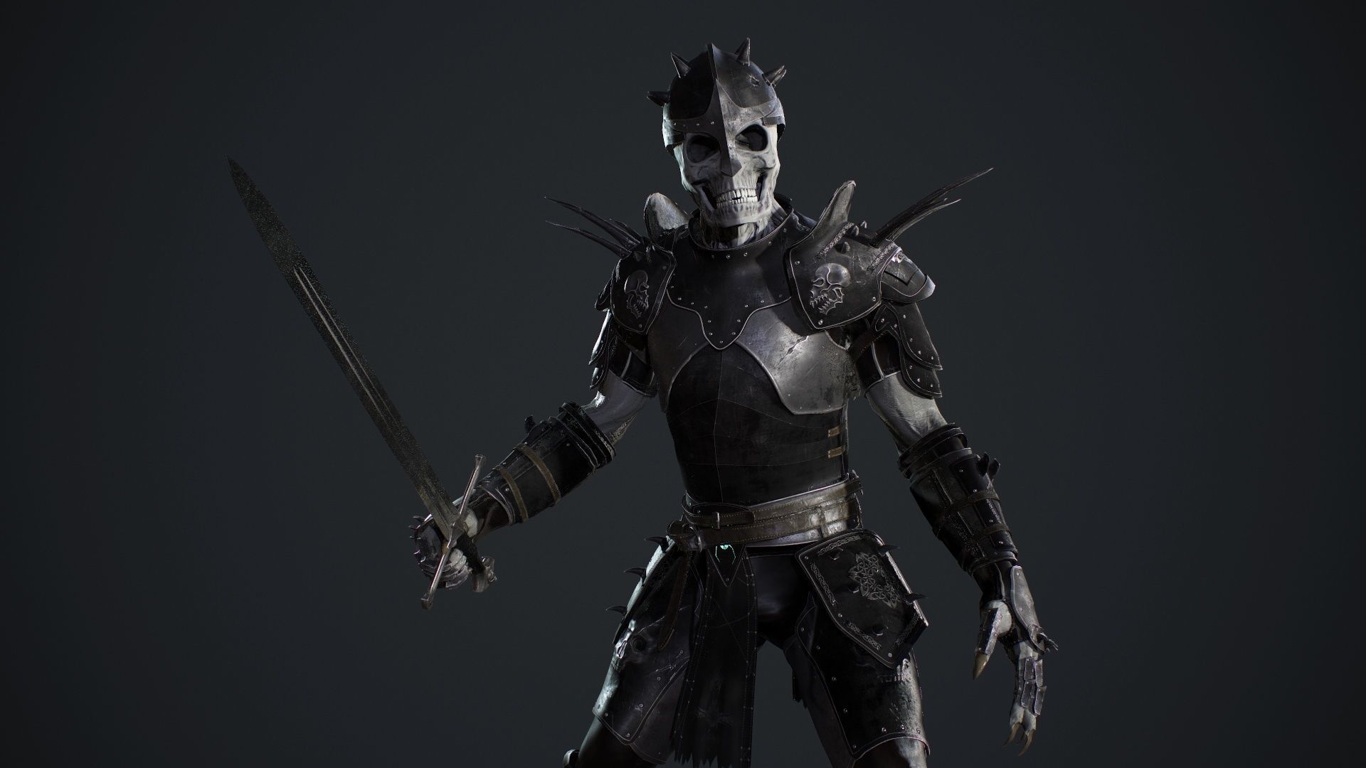 Skeleton 2 knight in armor Low-poly 3D model_15