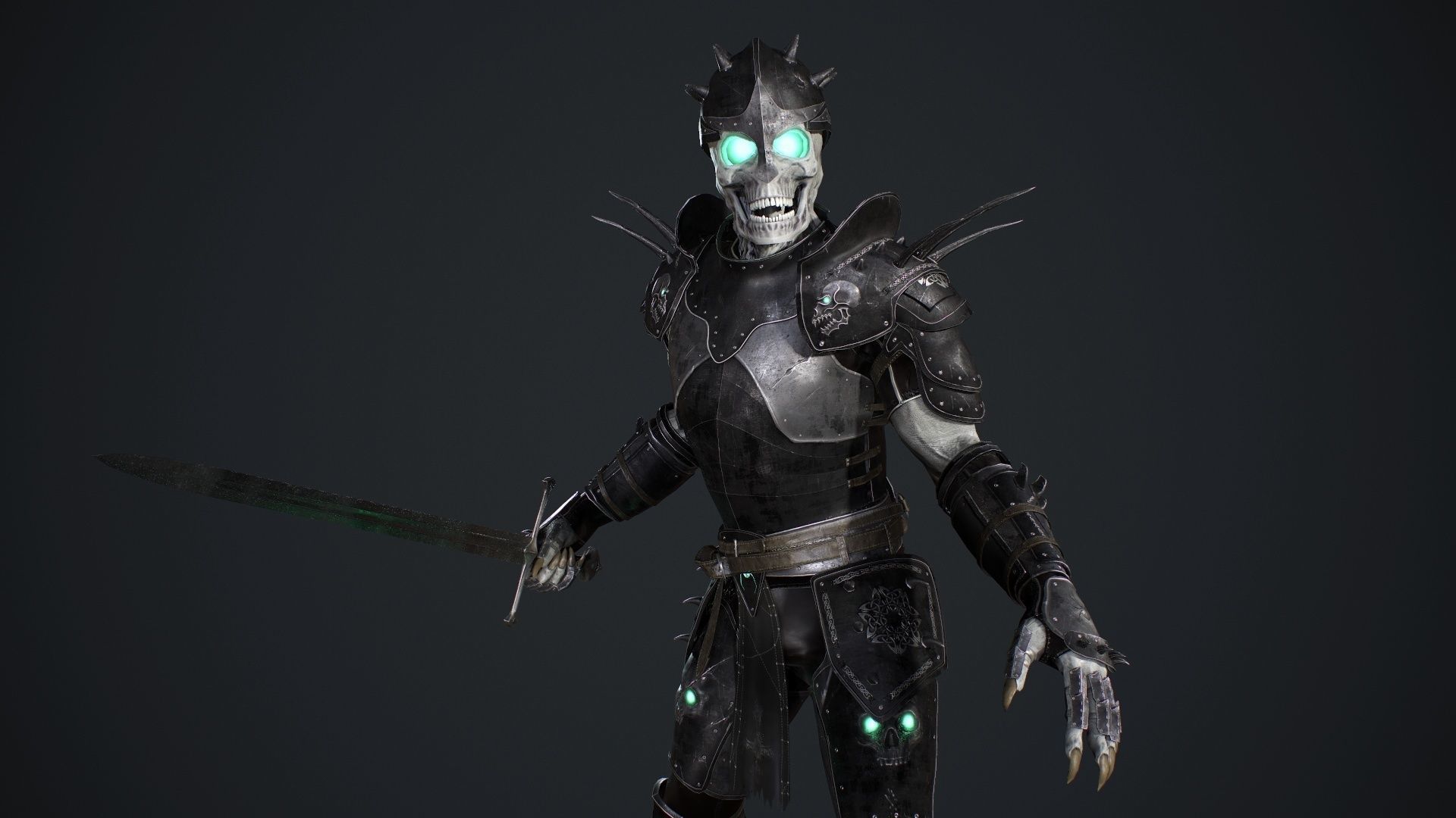 Skeleton 2 knight in armor Low-poly 3D model_14