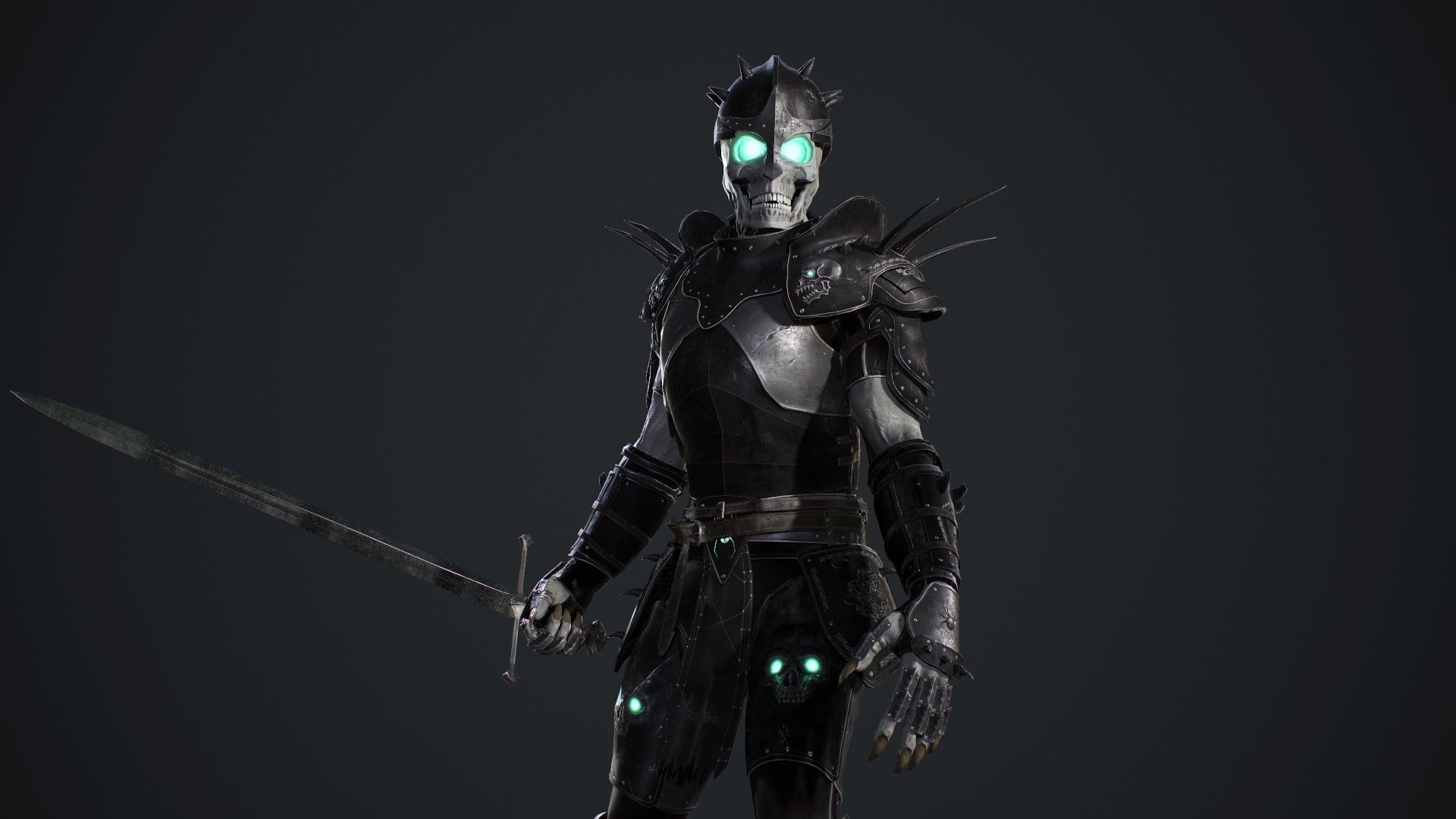 Skeleton 2 knight in armor Low-poly 3D model_10