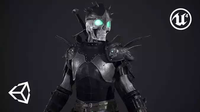 Skeleton 2 knight in armor Low-poly 3D model