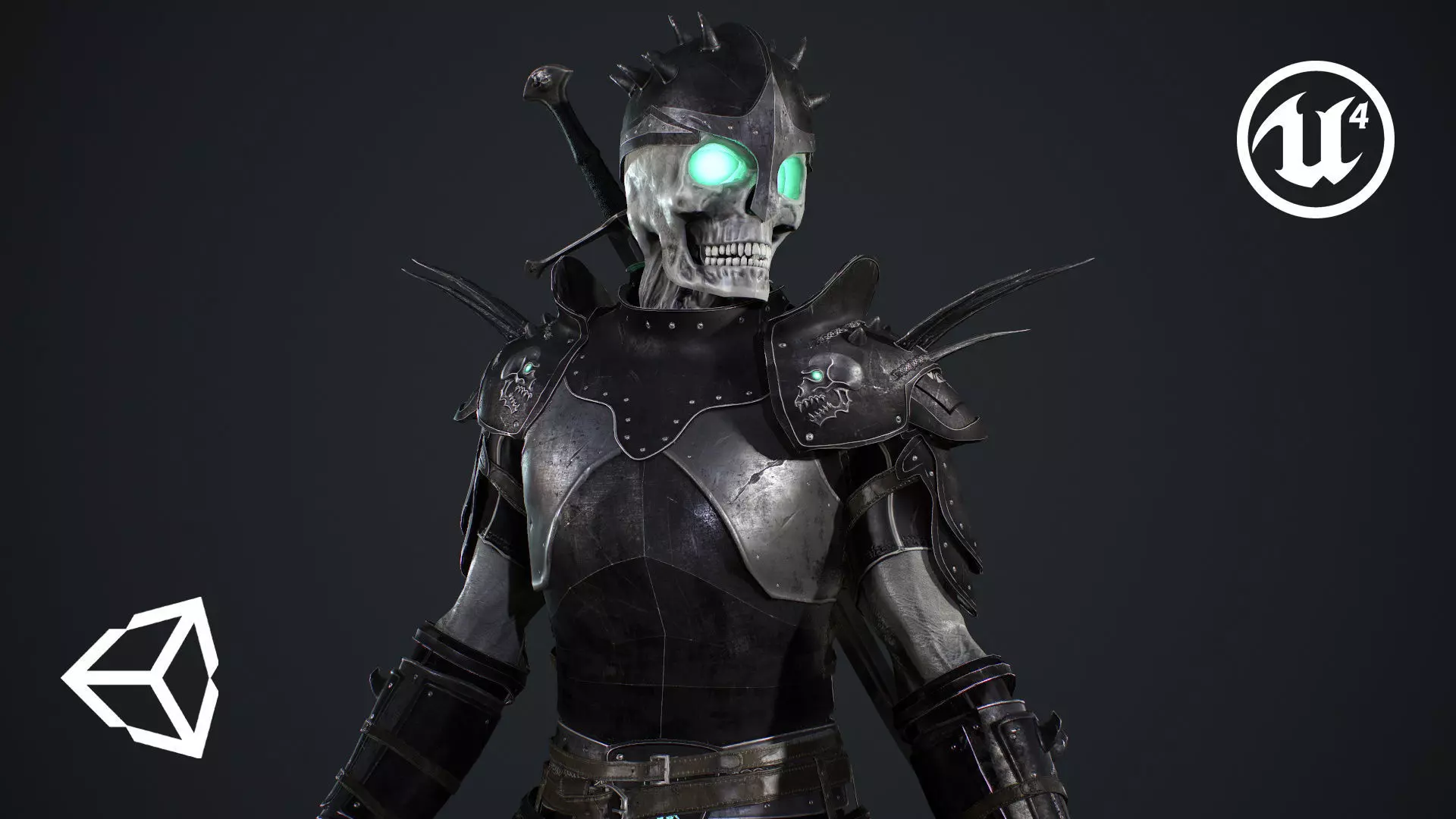 Skeleton 2 knight in armor Low-poly 3D model_0