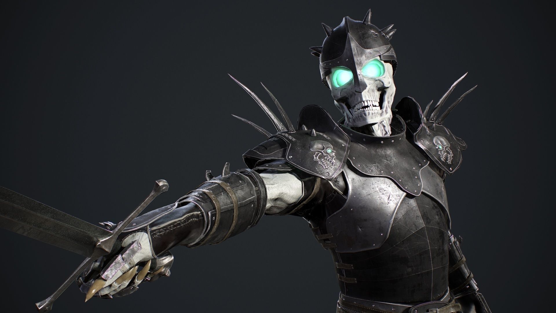 Skeleton 2 knight in armor Low-poly 3D model_9
