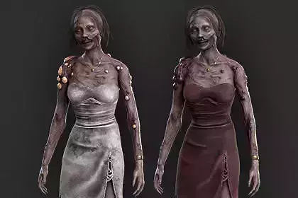 Infected Zombie Female Low-poly 3D model