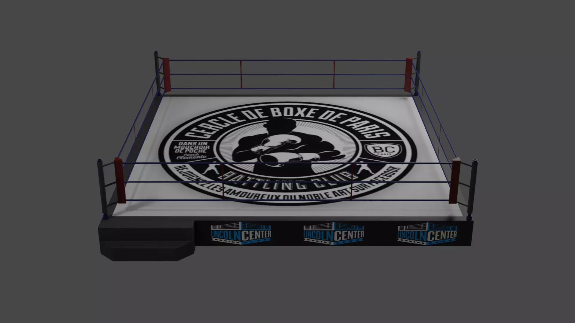 Boxing ring object Low-poly 3D model
