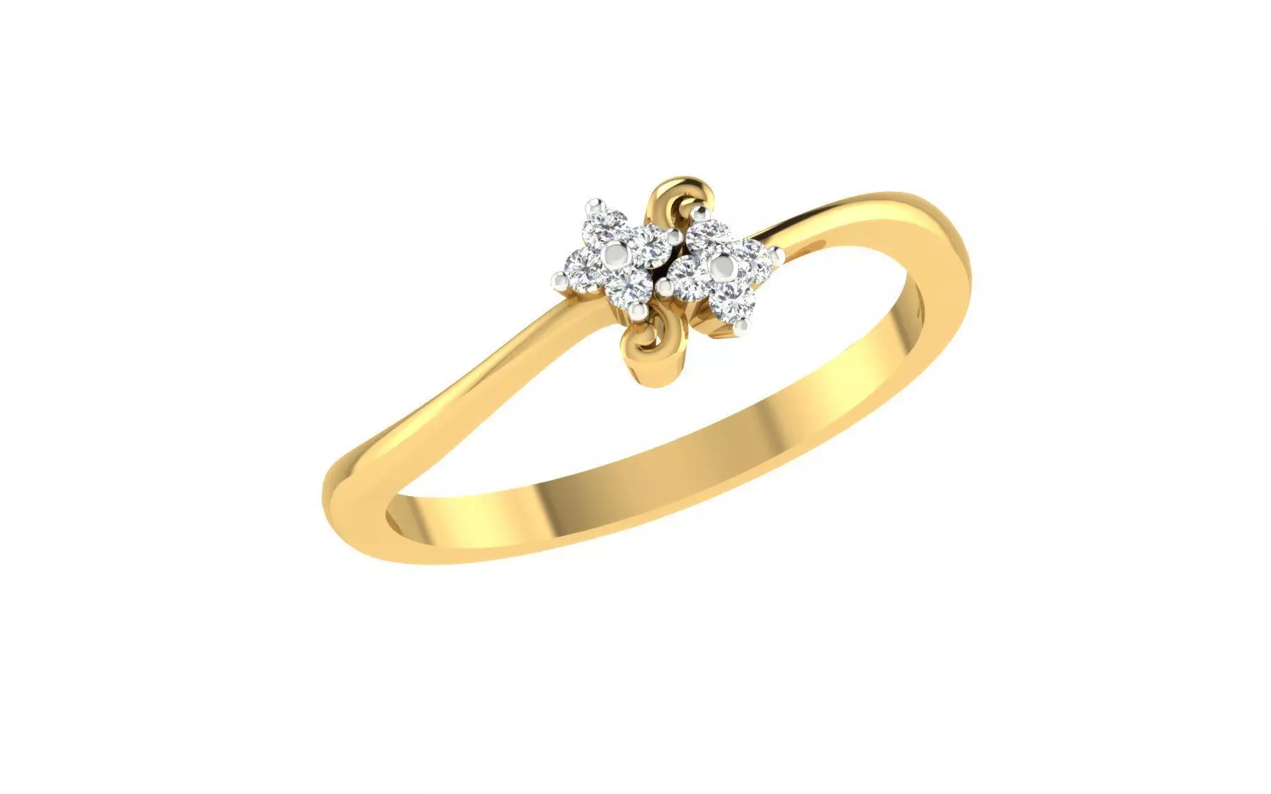 Solitaire Women Engagement Wedding Bypass Rings 3D print model