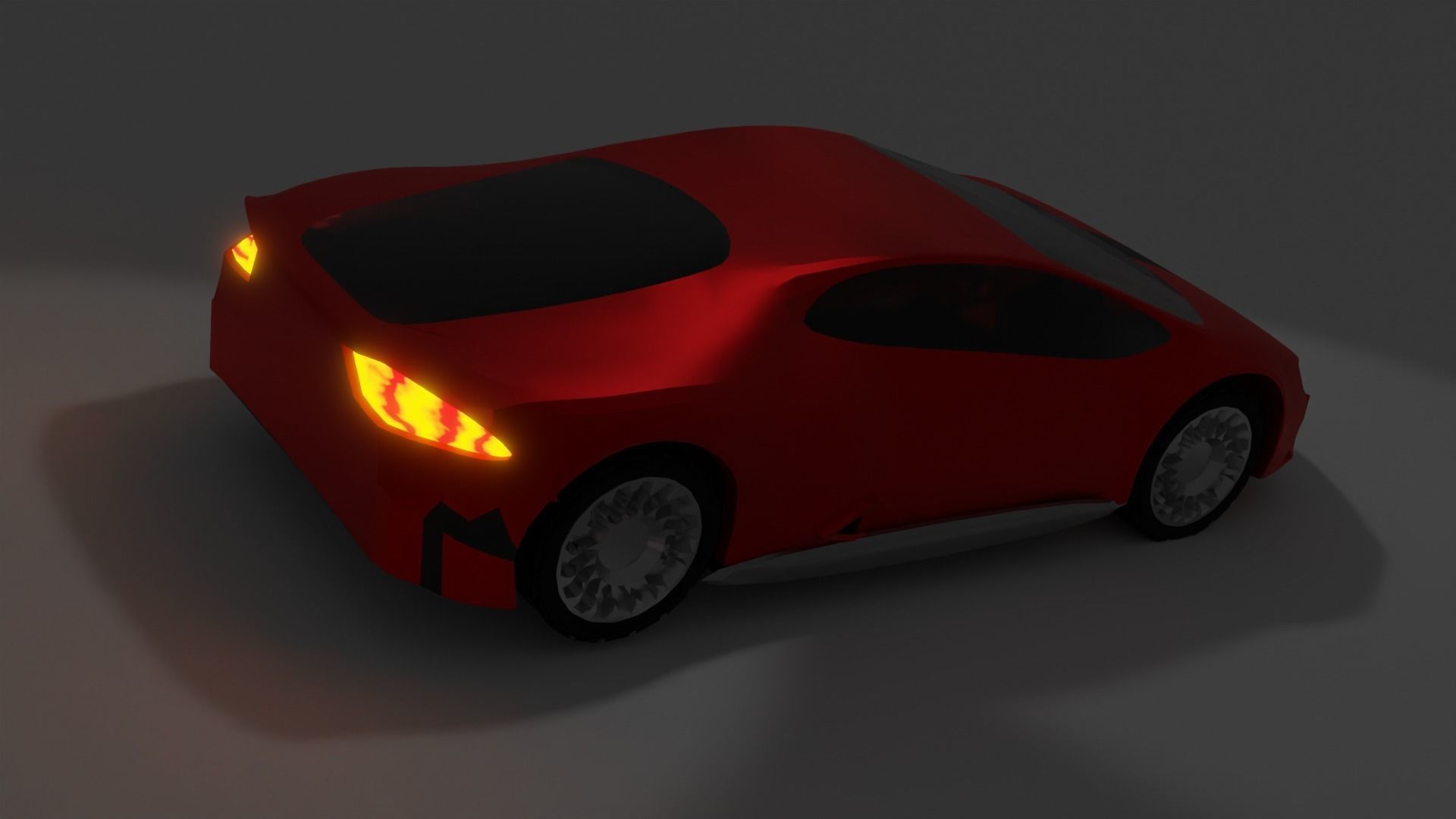 red Car low poly Low-poly 3D model_7