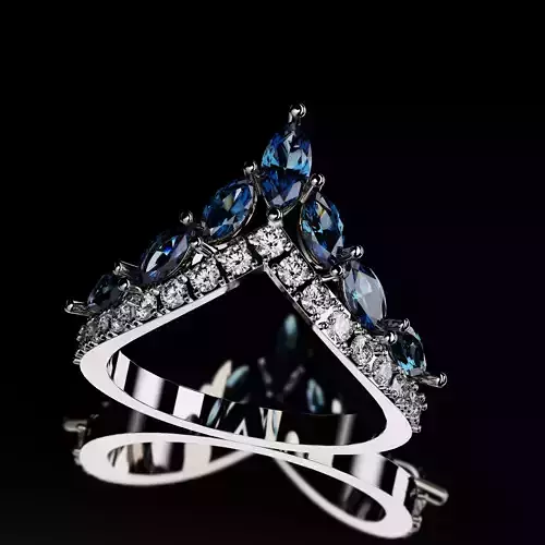 Crown Tiara ring diamond and sapphire