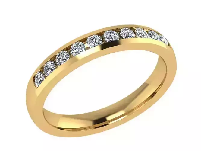 Ring344 gold wedding band with diamonds